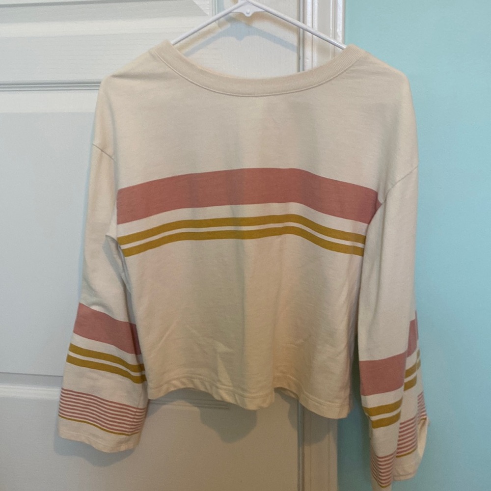 Striped cropped sweatshirt bell arms